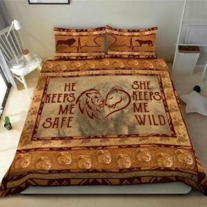 Couple Lion Bedding Set He Keeps Me Safe She Keeps Me Wild