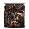 Dragon And Wolf Bedding Set Orange