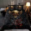 Flower And Winged Skull Bedding Set