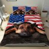 German Shepherd Dog Bedding Set American Flag