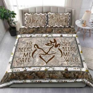 His Doe Her Buck Couple Bedding Set He Keeps Me Safe She Keeps Me Wild
