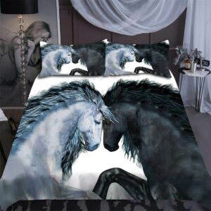 Horse Bedding Set Black Horse And White Horse