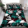 Skull Bedding Set Blue Rose