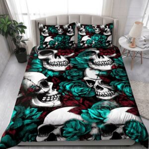 Skull Bedding Set Blue Rose